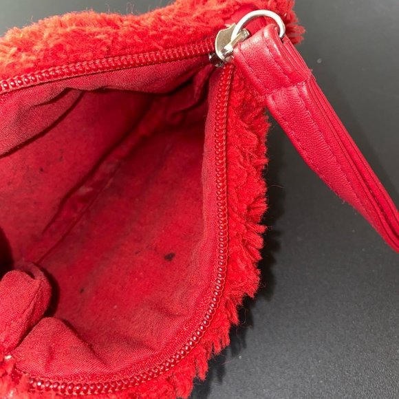 Mini Red Fluffy Clutch purse wristlet - Picture 3 of 4